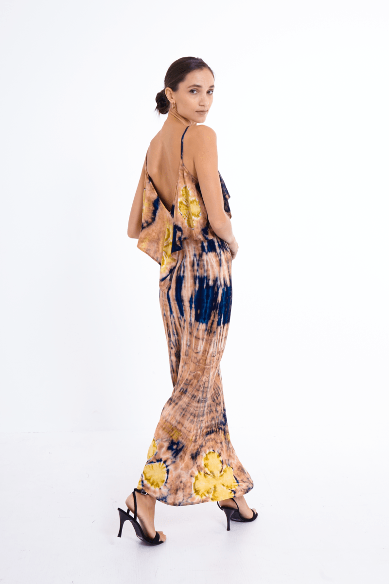 Champagne Maxi Dress Navy - byFon - Hand Tie Dye Ethical Clothes.