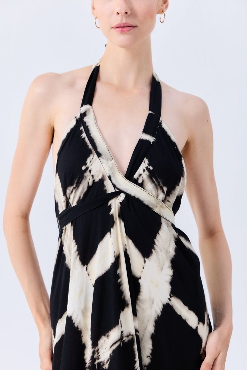 Criss - Cross Charcoal Tie Maxi Dress - byFon - Hand Tie Dye Ethical Clothes.