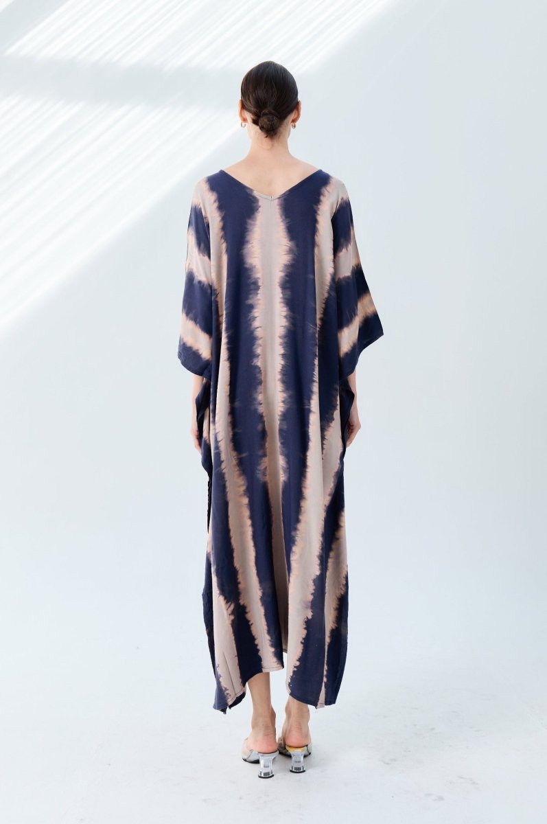 Olimpia Navy Kaftan - byFon - Hand Tie Dye Ethical Clothes.