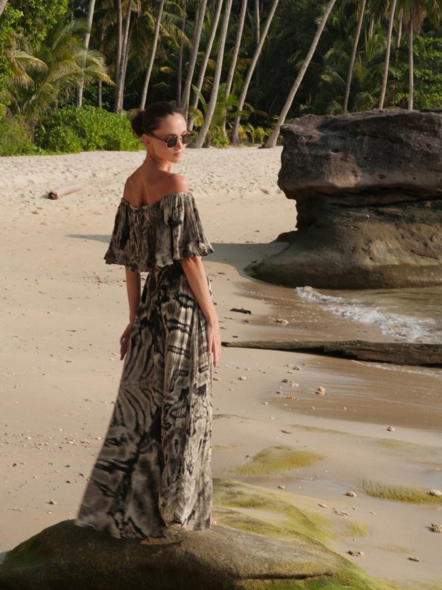Samui Zebra Maxi Dress - byFon - Hand Tie Dye Ethical Clothes.