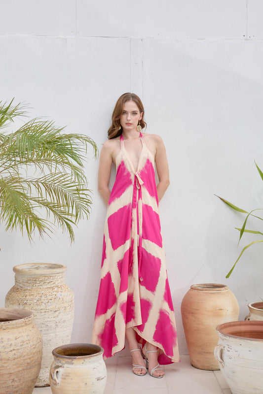 Vestido Criss-Cross Charcoal Tie Maxi 