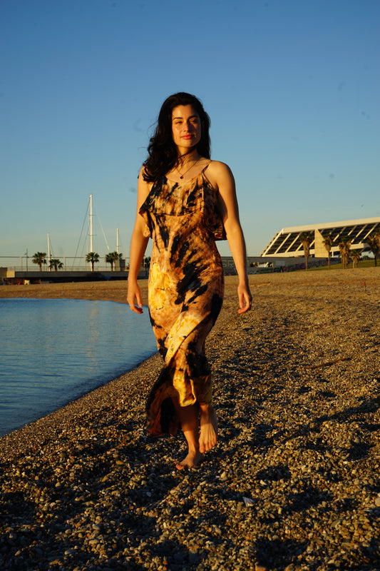 Golden sand beach maxi dress