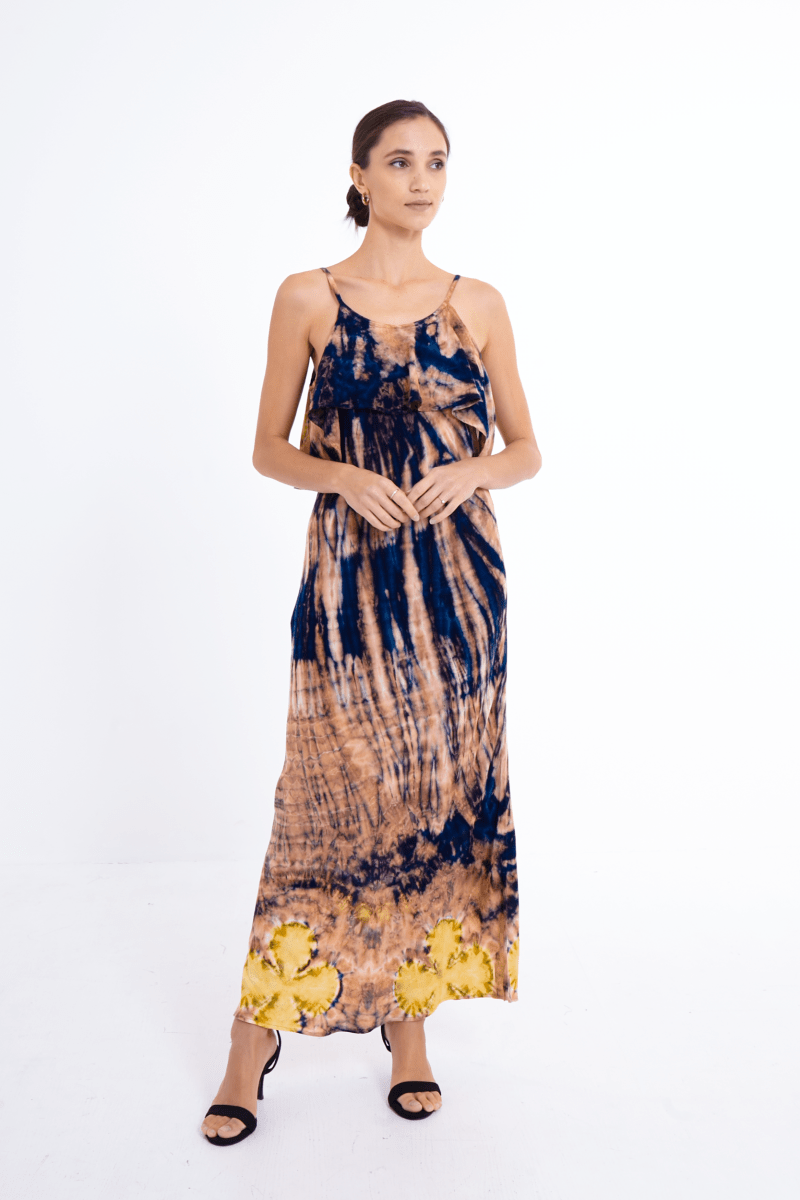 Champagne Maxi Vestido Azul