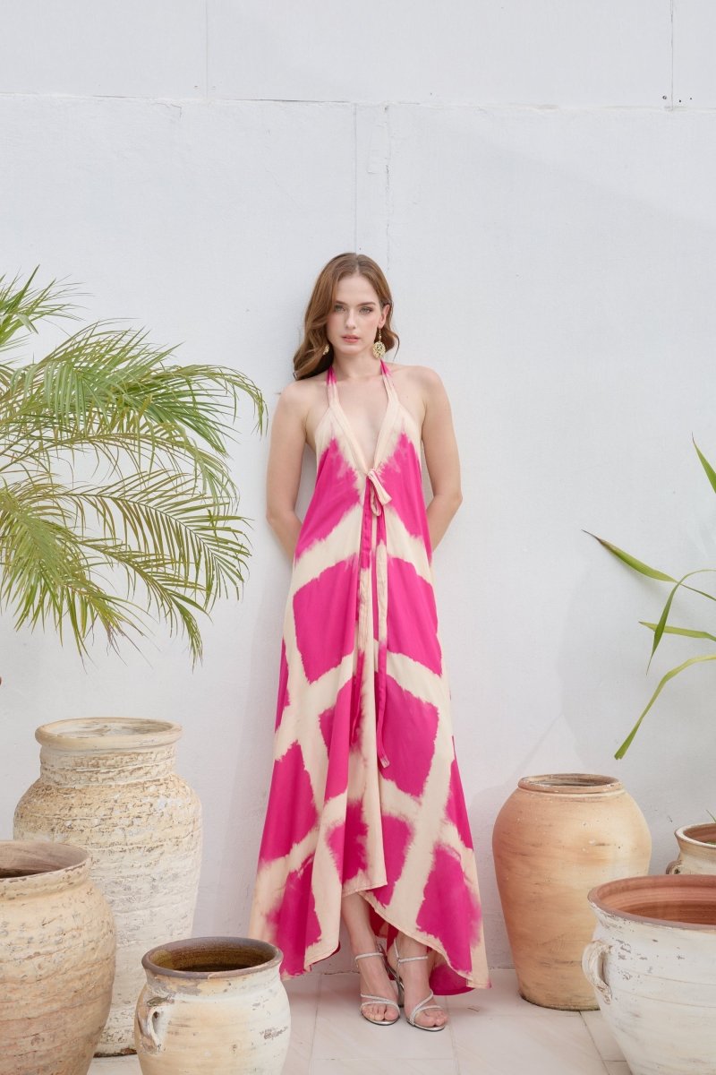 Vestido Criss-Cross Charcoal Tie Maxi 