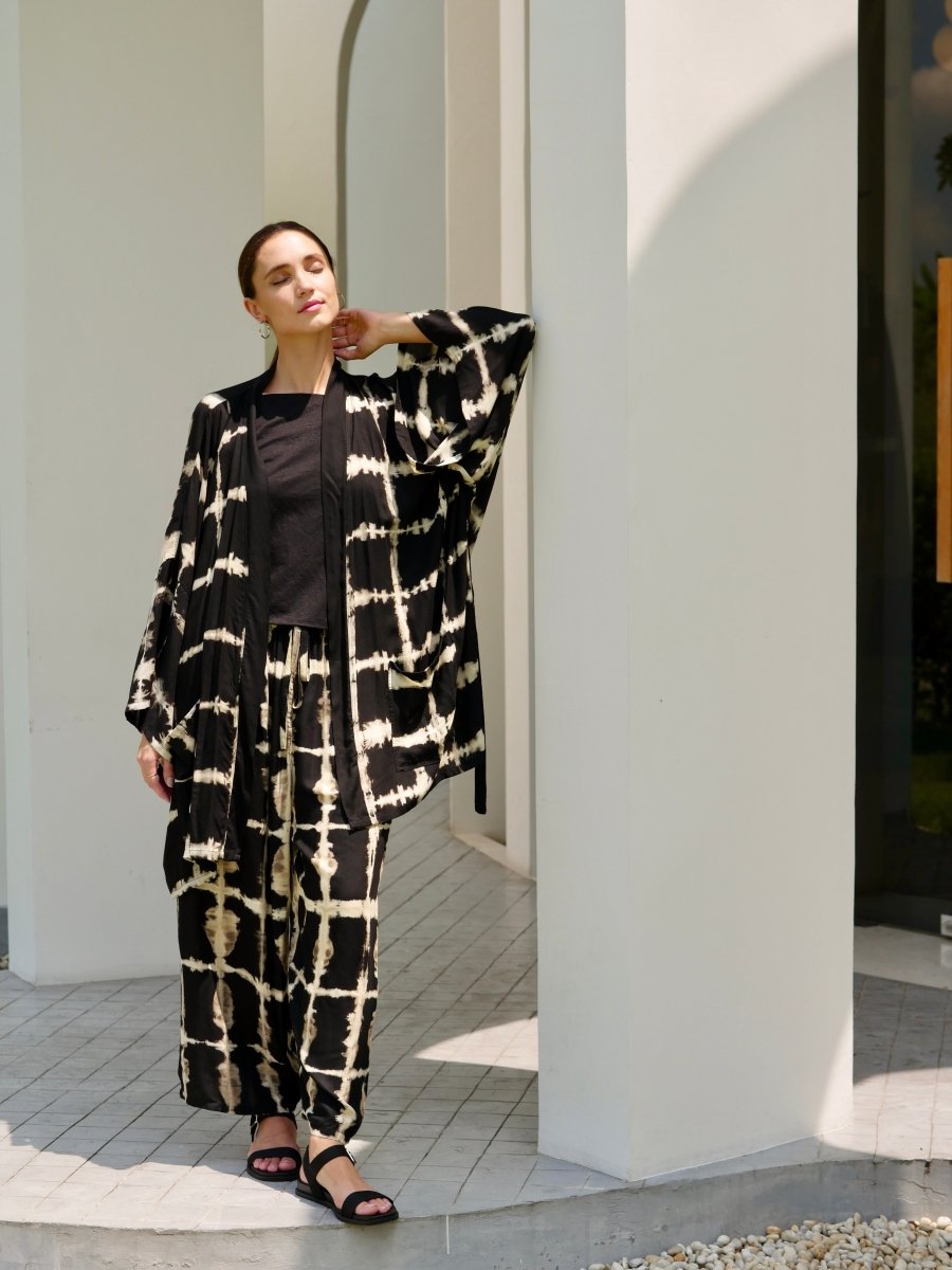 Itajime Galena Kimono - byFon – Exclusively Hand - Dyed Clothing, Ethically Made.