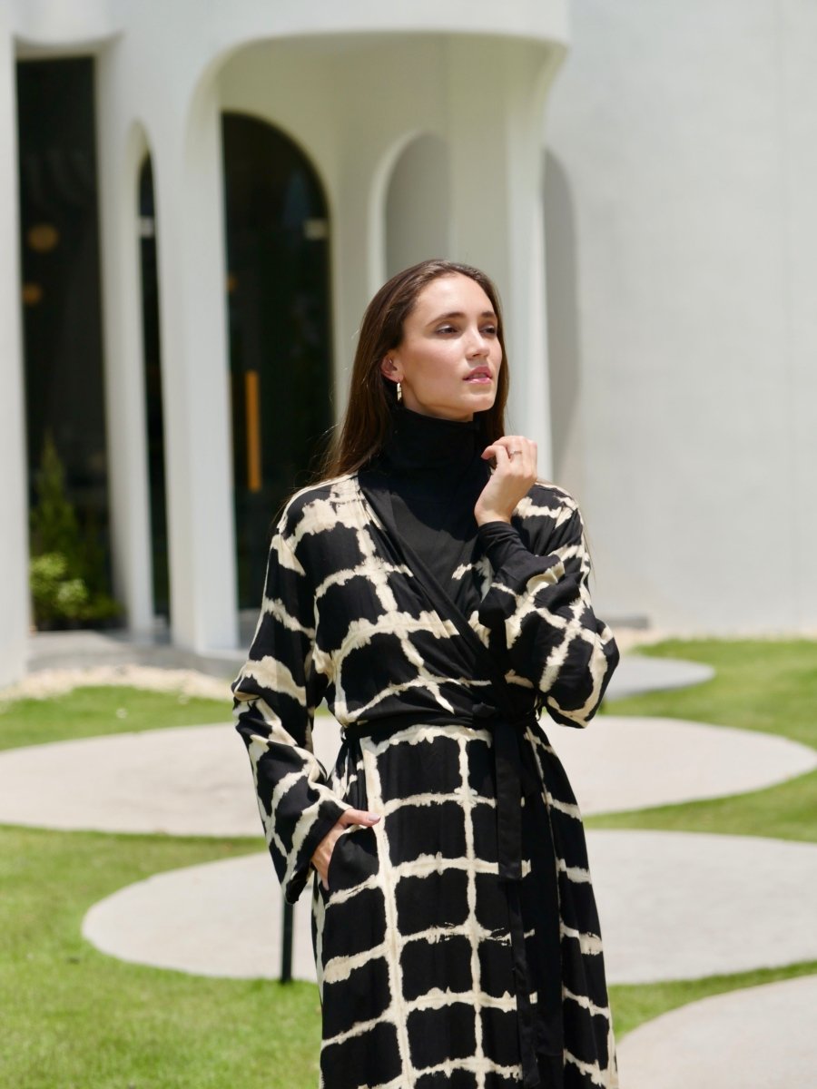 Itajime Galena Maxi Kimono - byFon – Exclusively Hand - Dyed Clothing, Ethically Made.
