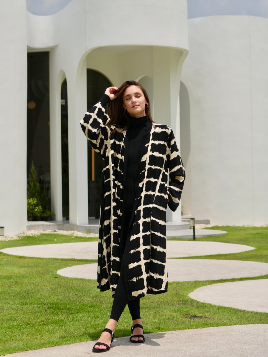 Itajime Galena Maxi Kimono - byFon – Exclusively Hand - Dyed Clothing, Ethically Made.