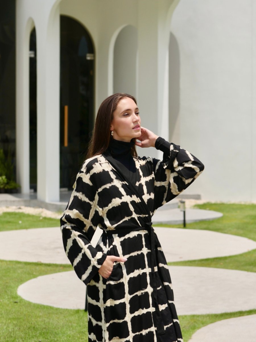Itajime Galena Maxi Kimono - byFon – Exclusively Hand - Dyed Clothing, Ethically Made.