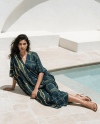 Itajime Kaftan Agate - byFon – Exclusively Hand - Dyed Clothing, Ethically Made.