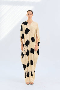 Itajime Kaftan Gambit - byFon - Hand Tie Dye Ethical Clothes.