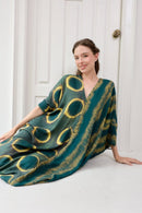 Itajime Kaftan Jade - byFon - Hand Tie Dye Ethical Clothes.