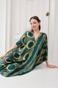 Itajime Kaftan Jade - byFon - Hand Tie Dye Ethical Clothes.