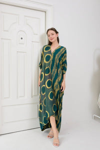 Itajime Kaftan Jade - byFon - Hand Tie Dye Ethical Clothes.