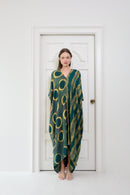 Itajime Kaftan Jade - byFon - Hand Tie Dye Ethical Clothes.