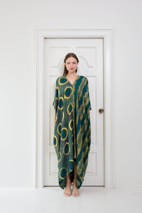 Itajime Kaftan Jade - byFon - Hand Tie Dye Ethical Clothes.