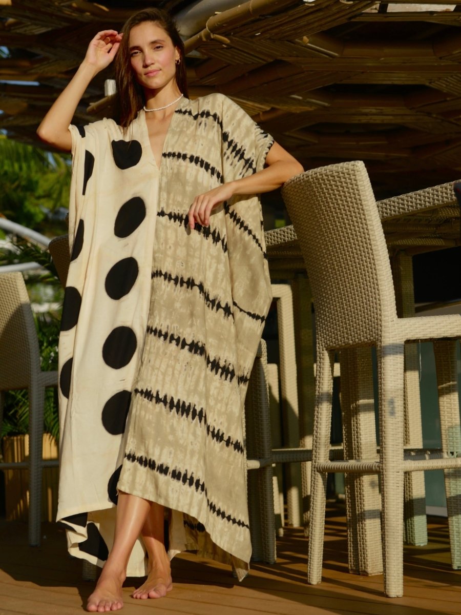 Itajime Kaftan Queen - byFon - Hand Tie Dye Ethical Clothes.