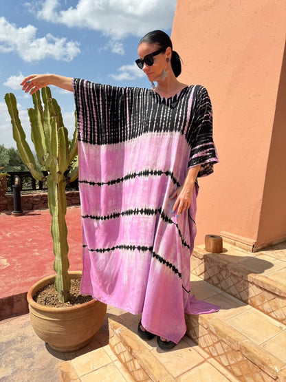 Kaftan Rain Pink - byFon - Hand Tie Dye Ethical Clothes.