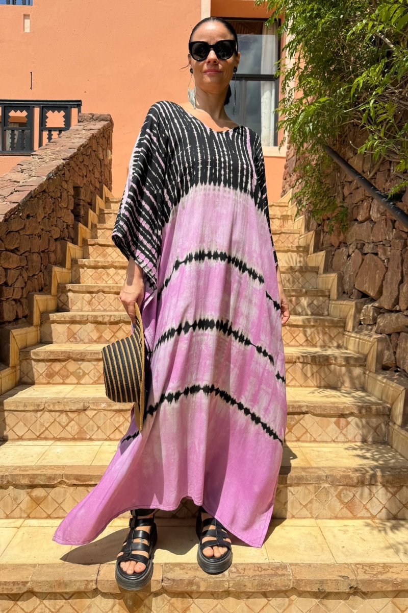Kaftan Rain Pink - byFon - Hand Tie Dye Ethical Clothes.