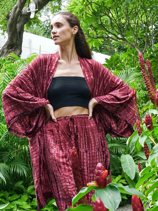 Kimono Maxi Tomato - byFon - Hand Tie Dye Ethical Clothes.