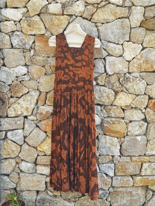 Leena Brown Marble Maxi Dress - byFon – Exclusively Hand - Dyed Clothing, Ethically Made.