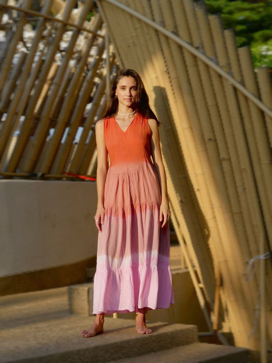 Leena Sun Set Maxi Dress - byFon – Exclusively Hand - Dyed Clothing, Ethically Made.