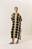 Noir Itajime Kaftan - byFon – Exclusively Hand - Dyed Clothing, Ethically Made.