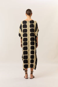 Noir Itajime Kaftan - byFon – Exclusively Hand - Dyed Clothing, Ethically Made.