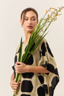 Noir Itajime Kaftan - byFon – Exclusively Hand - Dyed Clothing, Ethically Made.