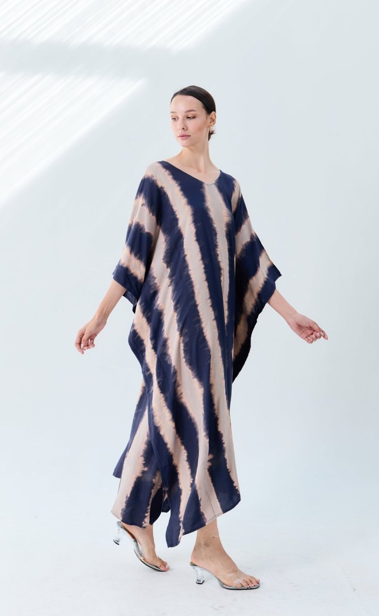Olimpia Navy Kaftan - byFon - Hand Tie Dye Ethical Clothes.
