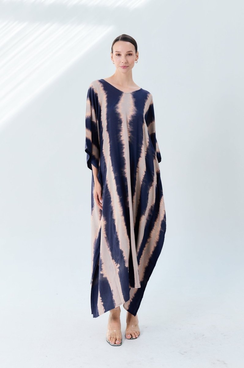 Olimpia Navy Kaftan - byFon - Hand Tie Dye Ethical Clothes.