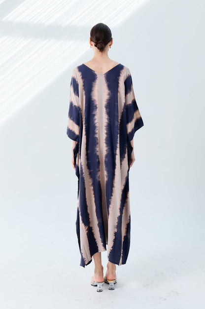Olimpia Navy Kaftan - byFon - Hand Tie Dye Ethical Clothes.