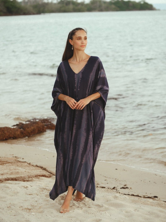 Olimpia Night Sky Kaftan - byFon - Hand Tie Dye Ethical Clothes.