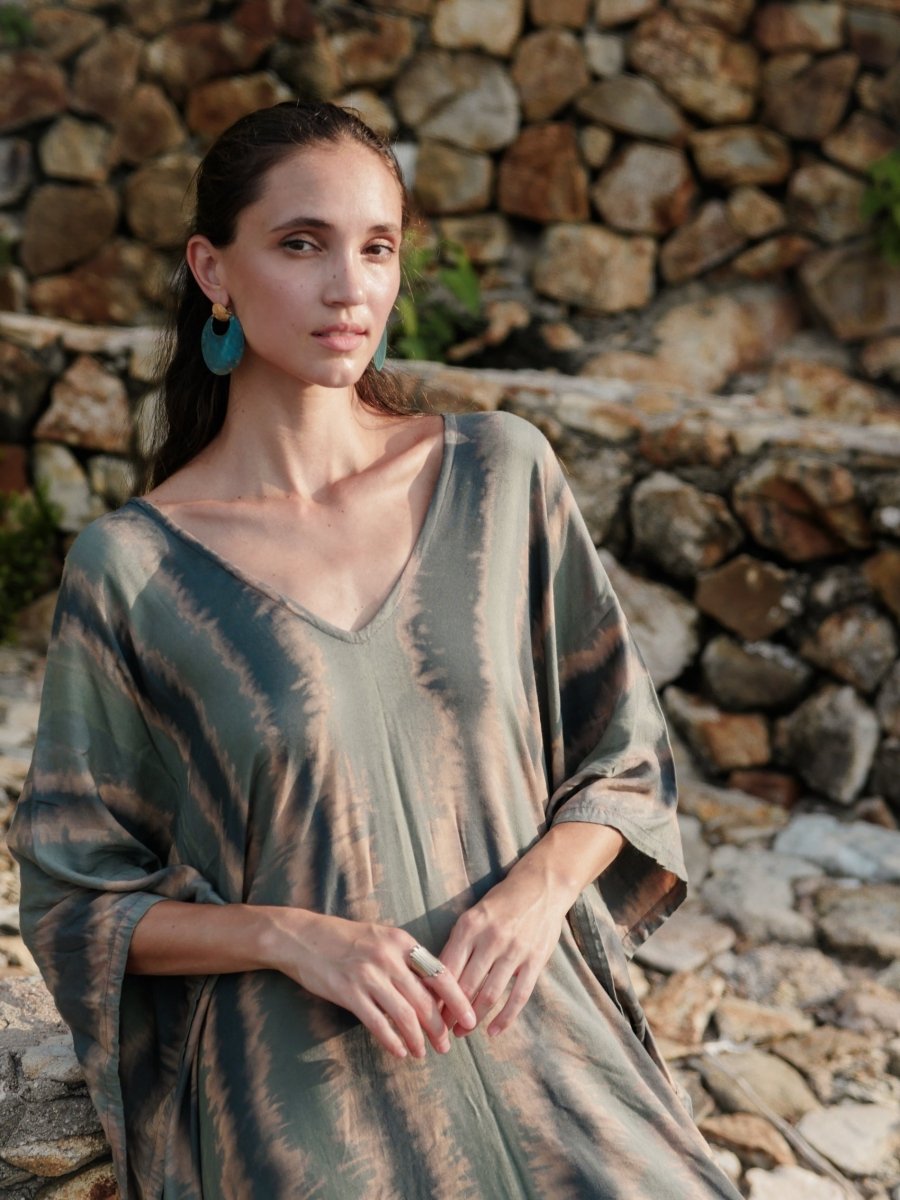 Olimpia Stone Kaftan - byFon - Hand Tie Dye Ethical Clothes.