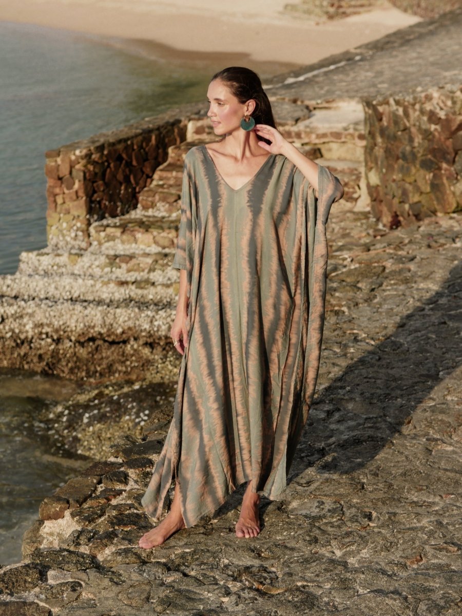 Olimpia Stone Kaftan - byFon - Hand Tie Dye Ethical Clothes.