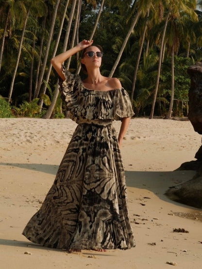 Samui Zebra Maxi Dress - byFon - Hand Tie Dye Ethical Clothes.