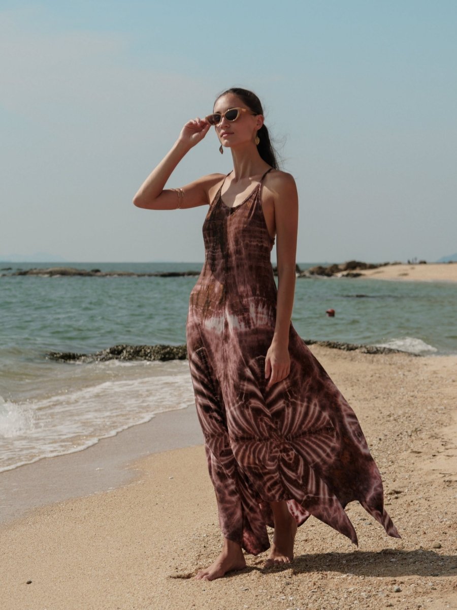 Mueve Sunset Hand-Dyed Brown Maxi Dress | byFon byFon Exclusively Hand-Dyed Clothing, Ethically Made. Mueve Sunset Hand-Dyed Brown Maxi Dress | byFon byFon Exclusively Hand-Dyed Clothing, Ethically Made.