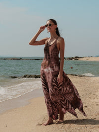 Sunset Maxi Dress Brown - byFon - Hand Tie Dye Ethical Clothes.