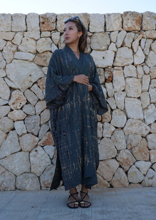 Kimono Maxi Stone - byFon - Hand Tie Dye Ethical Clothes.